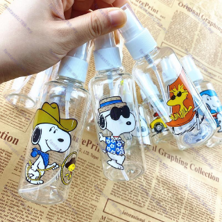 Fantastic789 1Pc 50ml/100ml Cartoon Snoopy Transparent Empty Spray Bottle Plastic Mini Refillable Container Cosmetic Bottles Containers