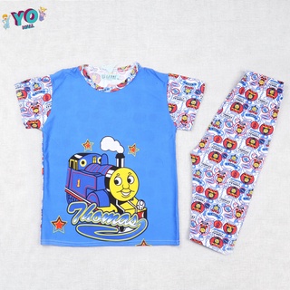 [YO.MALL]Boy's sleepwear soft fiber comfortable sleep kids tokong train printed children's set
