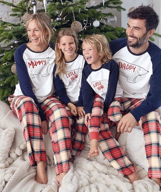 Lattice Sleepwear Long Sleeve Pajamas Family Matching Men Sleeping Clothes