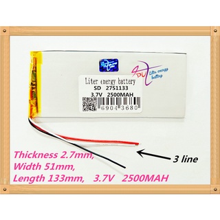 ☑✷3 line 2751133 Tablet PC battery capacity 2751133 3.7V 2500mA Universal Li ion battery for tablet