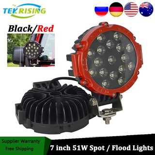 【READY STOCK】7 inch 51W Round LED Work Light Spot Flood Driving Fog Lamp for 4x4 4WD Offroad Truck T