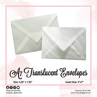 Nik & Crafts A7 (5.25" x 7.25") Premium Translucent Sheer Wedding Invitation Envelopes