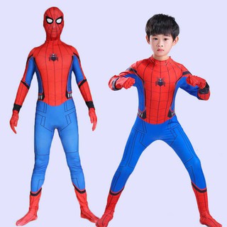 Red Spiderman Cosplay Costume for Children Clothing Sets Spider Man Suit Halloween Party Cosplay Costume for Kids Long S