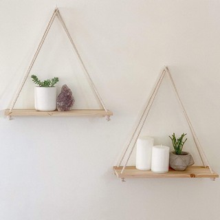 【Loveinhouse】Nordic Style Wooden Retro Hanging Rack Household Hanging Shelf With Twine (1)