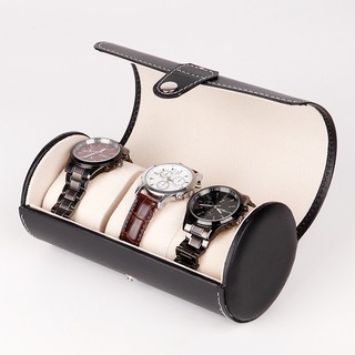 PU leather watch three cylindrical cartridge storage box end jewelry watches (3)