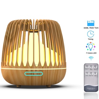 500ML Aroma Essential Oil Diffuser Ultrasonic Air Humidifier Wood Grain 7 Color Changing LED Light