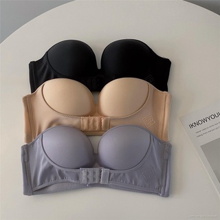Summer thin strapless underwear ladies sexy gathered non-slip tube top small chest invisible bra beautiful back wrapped bra