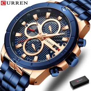 CURREN Watches Men Stainless Steel Band Quartz Wristwatch Military Chronograph Clock Male Fashion Sporty Watch Waterproof 8336