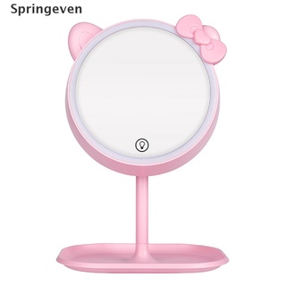 [Springeven] Pink Cat Makeup Mirror With Led Mirrors Standing Mirror Touch Screen Desk Mirror New Stock