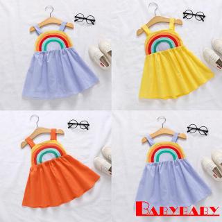 Mu♫-UK Summer Toddler Kids Baby Girls Clothes Sleeveless Rainbow Dress Sundress 1-5Y