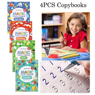 4pcs Set Magic Practice Copybook for Kids Lettering Calligraphy English Baby Sank Magic Book