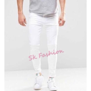 Men's white maong strechable skinny jeans