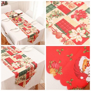 MHmaoyi Christmas Printed Embroidered Table Runner Table Flag Xmas Table Decoration