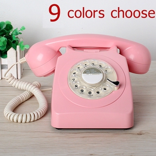 revolve dial Vintage pink begie Black landline telephone Plastic Home office Retro Wire Landline fix (1)