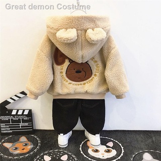 Hot sale™❍Boys plus fleece thick wool sweater coat autumn and winter models girls winter clothing children s hooded coat winter baby clothes