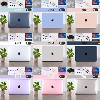 7 in 1 Quicksand Gray Apple logo cut Case for 2021 MacBook Pro 14 16 inch A2442 A2485 Air Case M1 2020 A2337 A2338 Pro Retina 12 13 15 16 touch bar A2289 A2179 Plastic hard cover+Charger case+Keyboard Cover +Screen Film+dust plug+brush+Cable protecto