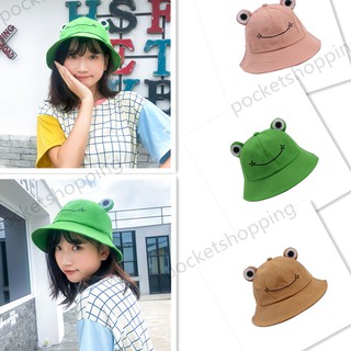ღSummer Cotton Cute Frog Bucket Hat Men Women Outdoor Foldable Fisherman Hat PS.