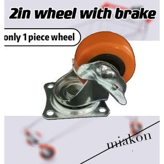 Caster wheel orange with brake 2 inches/COD