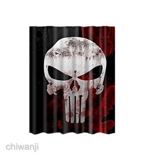 71\" Skull Shower Curtain Bathroom Waterproof Polyester Fabric Drapes w/ 12 Hook