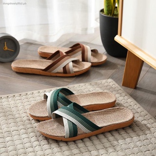 Factory direct women s home thick-soled non-slip soft-soled couple wooden floor slippers linen slippers sandals and slippers summer