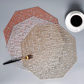 Round Circle Modern Placemat Heat-Resistant Stain Plastic Table Gold Silver Brown Dinning Anti Slip