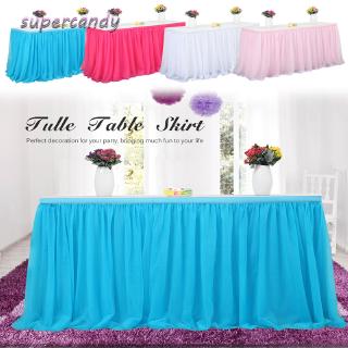 Wedding Decoration Tulle Table Skirt Solid Color Tableware Cloth for Rectangle Round Table Party Birthday Festival