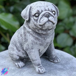 Pug Statue Garden Decor Simulation Puppy Resin Ornament for Home Yard Garden Decoration (2)