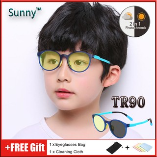 Anti Radiation Photochromic Eye Glasses For Kids Anti Blue Light Glasses Flexible Frames Replaceable Transition Computer Cell Eyeprotection Eyewear TR90 Color Children Primary School Elastic Ultra Light Anti-blue ray Glasses Frame Glasses Boys And Girls