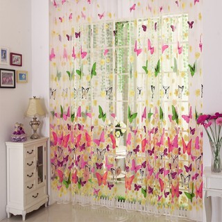 Butterfly Printed Tulle Window Sheer Panel Screen Curtain