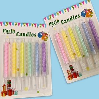 6pcs Long Ins Macaroon Cake Candle Spiral Candle Cake Topper Spiral 【New card SC】