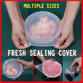 6 Pcs Food Wraps Fresh Sealed Covers Vacuum Stretch Lids
