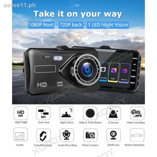 ✶¤4inch Car DVR Dual Lens HD 1080P Dash Cam Video Recorder Camera Touch Screen