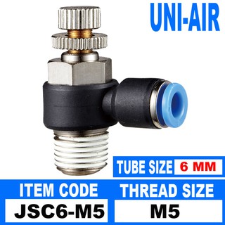 Uni-Air Pneumatic Fittings Push In 6 mm Hose - M5, 1/8, 1/4, 3/8, 1/2 inch Thread - SPEED CONTROLLER