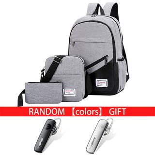 COD New Fashion 3 in 1 Backpack Set Laptop Bag Unisex Backpack Set with Free M165 Bluetooth headset
