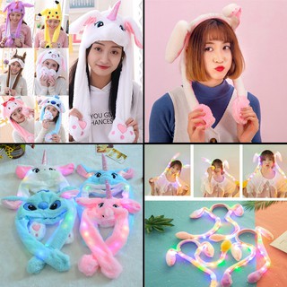 LED Attractive Cuddly Moving Rabbit Ears Cute Balloon Hat Bunny Plush Hat Funny Playtoy Ear Rabbit