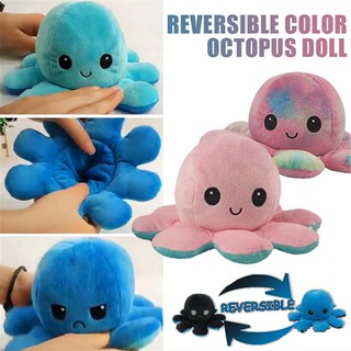 New Tiktok Reversible Flip Stuffed Octopus Plush Doll Soft Simulation Reversible Plush Toy Double-sided Color Flip