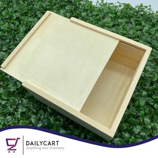 Natural wooden unpainted box planter box storage with Wooden Sliding Cover