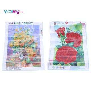 5D Diamond Painting Point Drill Cross Stitch (Yellow Flowers) & DIY 5D Diamond Painting Embroidery Flower (Red Rose)