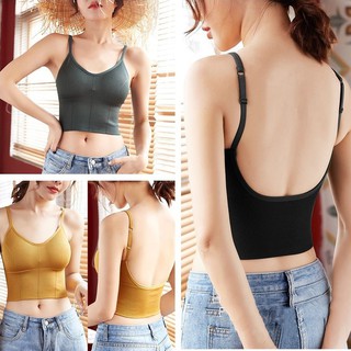 【COD & Ready Stock】Women's back large U-shaped wrapped sports bra without steel ring bra camisole seamless sports bra (2)