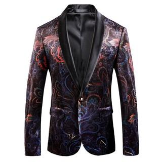 Autumn Velveteen Men Blazer Slim Printed Wedding Suit Jackets For Men High Quality Blazer Jackets americana hombr