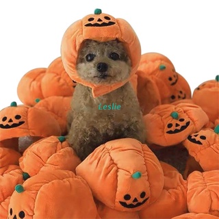 LES Funny Cat Halloween Costume Pet Pumpkin Hat Halloween Apparel Soft Warm Headwear Party Dress Up for Cats Puppy Small Dogs