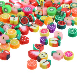 100PCS Fruit Polymer Clay Beads Spacer Charm Beads DIY Jewelry Making (2)