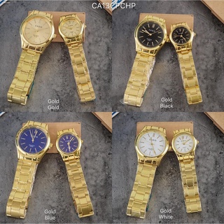 gold watchcouple watch๑[TIMEMALL] Casio steel gold fashion couple watch #CA13CPCHP
