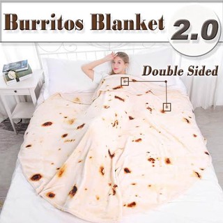 🅷🆆 Reversible 1.8m 1.5m Flannel Round Burrito Fleece Blanket 100% PolyesterSoftWarm Microfiber Kumot