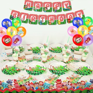 Cocomelon Theme Birthday Party Supplies Boy Girls Party Disposable Tableware Supplies Birthday Party Decorations