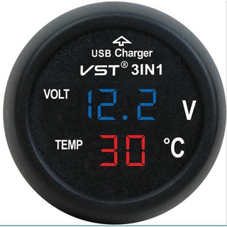 USB Chargers✹☈VST-706 3-In-1 Car USB Charger Thermometer / Voltmeter / USB Charger