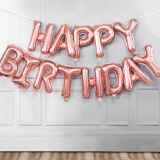 16inch Birthday Balloon Decoration Rose Gold Happy Birthday Foil Balloons Set Party Banner Kids Supplies