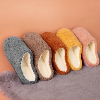 Solid Color Warm Women's Slippers Flat Female Soft Couples Shoes Women Men Indoor Home Non slip Comf