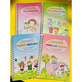 KIDS Magic Practice writing Copy Notebook (4 pieces notebook with FREE pen and 10 refills)