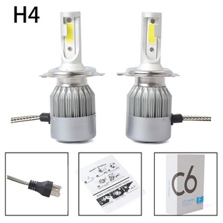 C6 Car LED Headlight Kit COB H4/H7 36W 7600LM White Light Bulb (5)